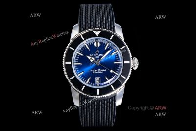 OXF Breitling Superocean 42mm B31 Movement Blue Face Rubber Band Watch